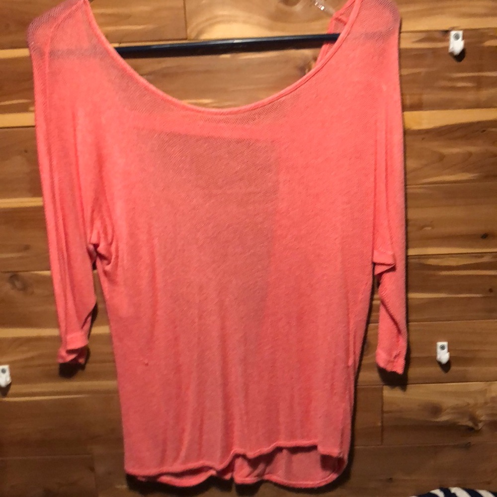NWOT Pink 3/4 sleeve sweater open back